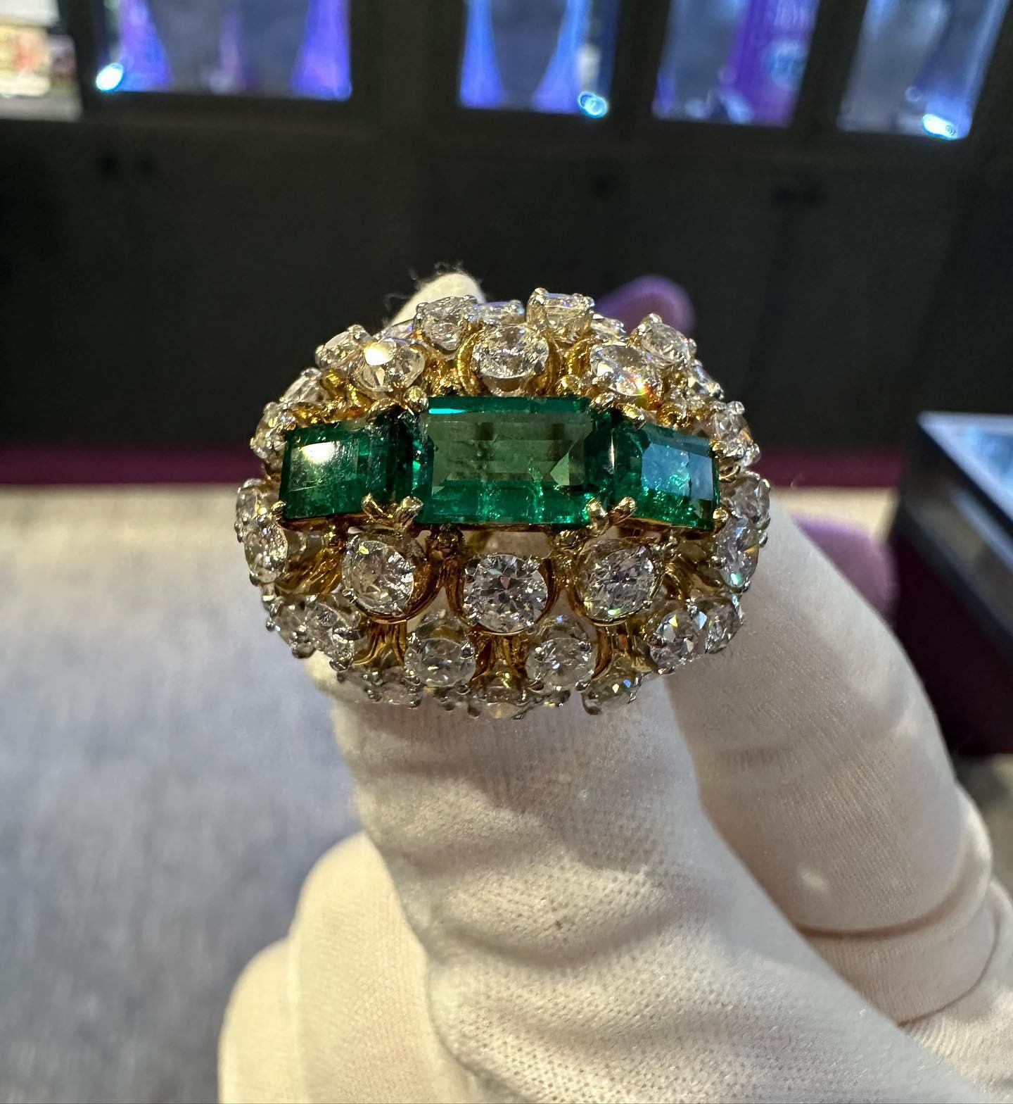 David Webb Emerald & Diamond Ring For Sale 6
