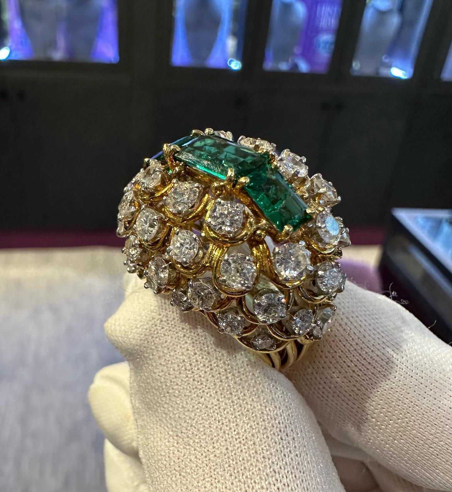 David Webb Emerald & Diamond Ring For Sale 7