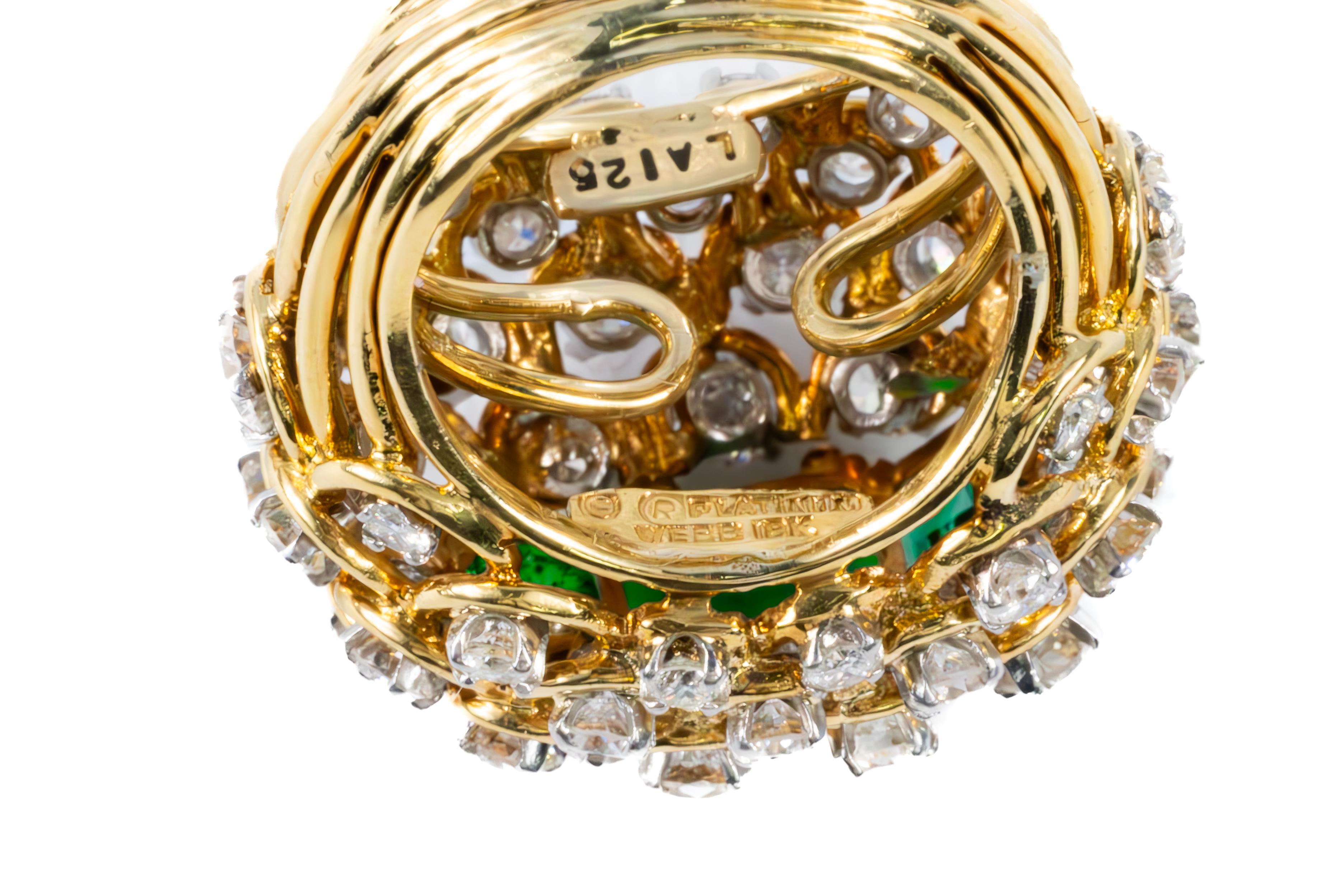 David Webb Ring mit Smaragd und Diamanten (Brillantschliff) im Angebot