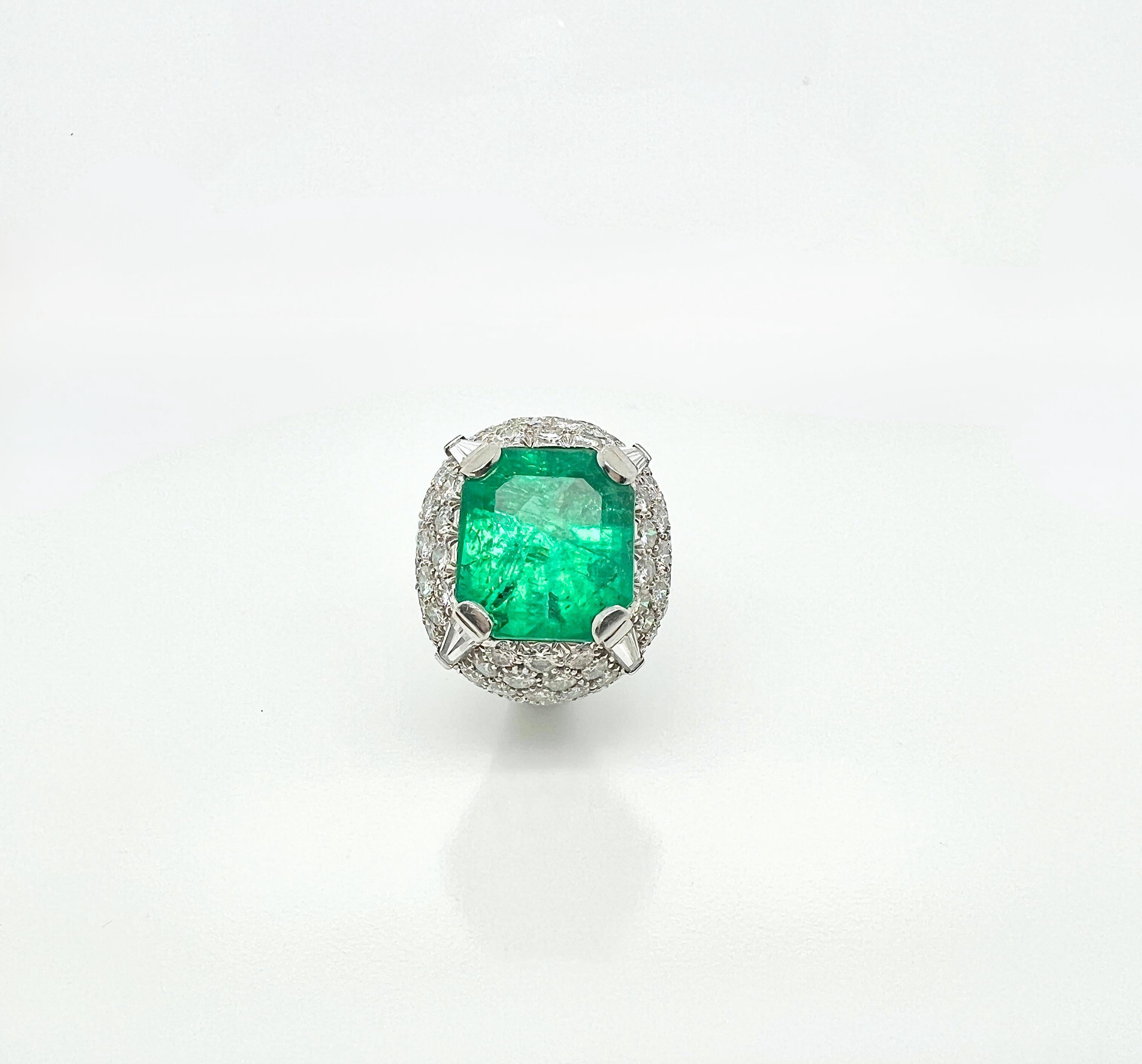 Women's David Webb Emerald Diamond Ring For Sale