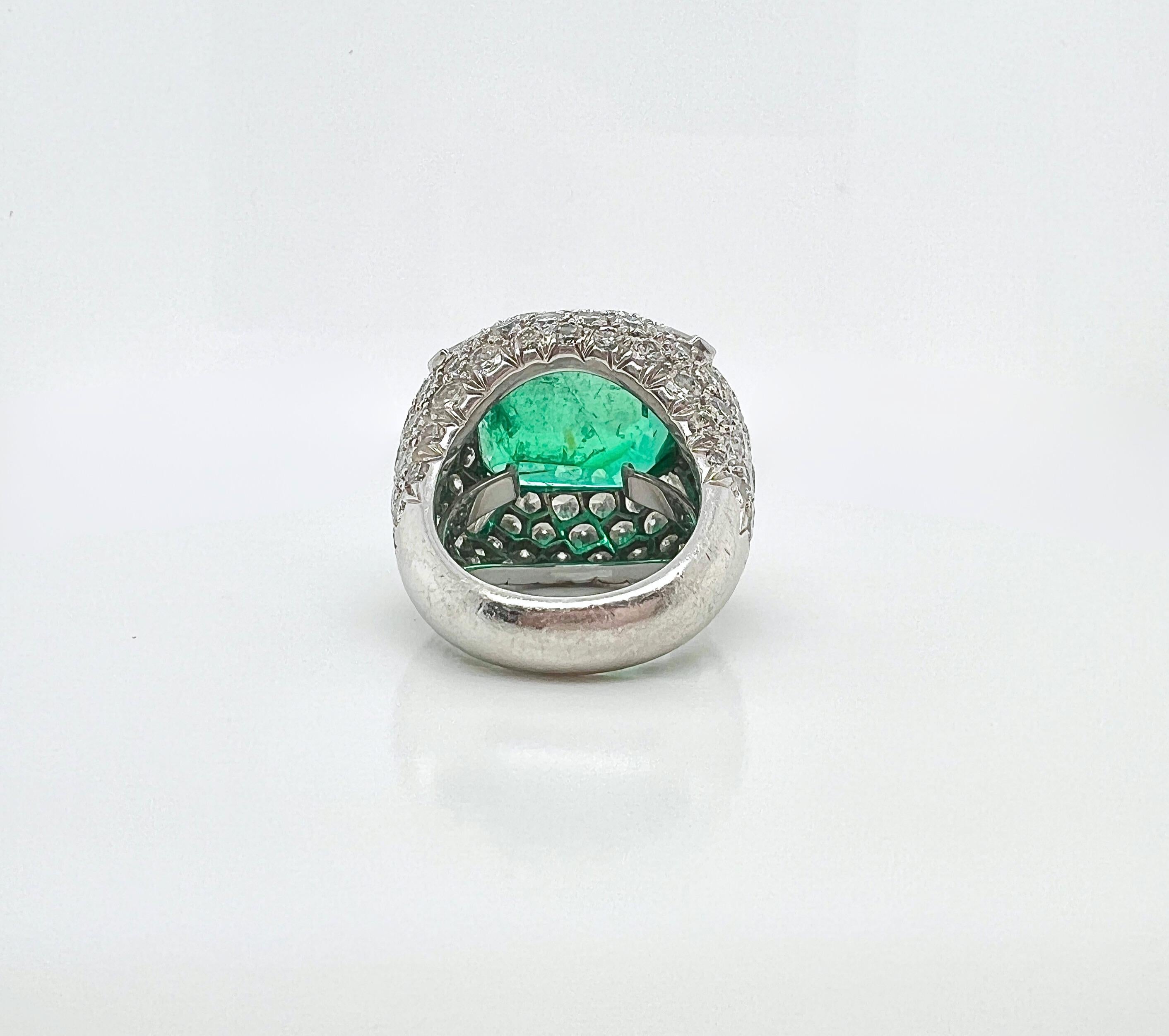 David Webb Emerald Diamond Ring For Sale 1