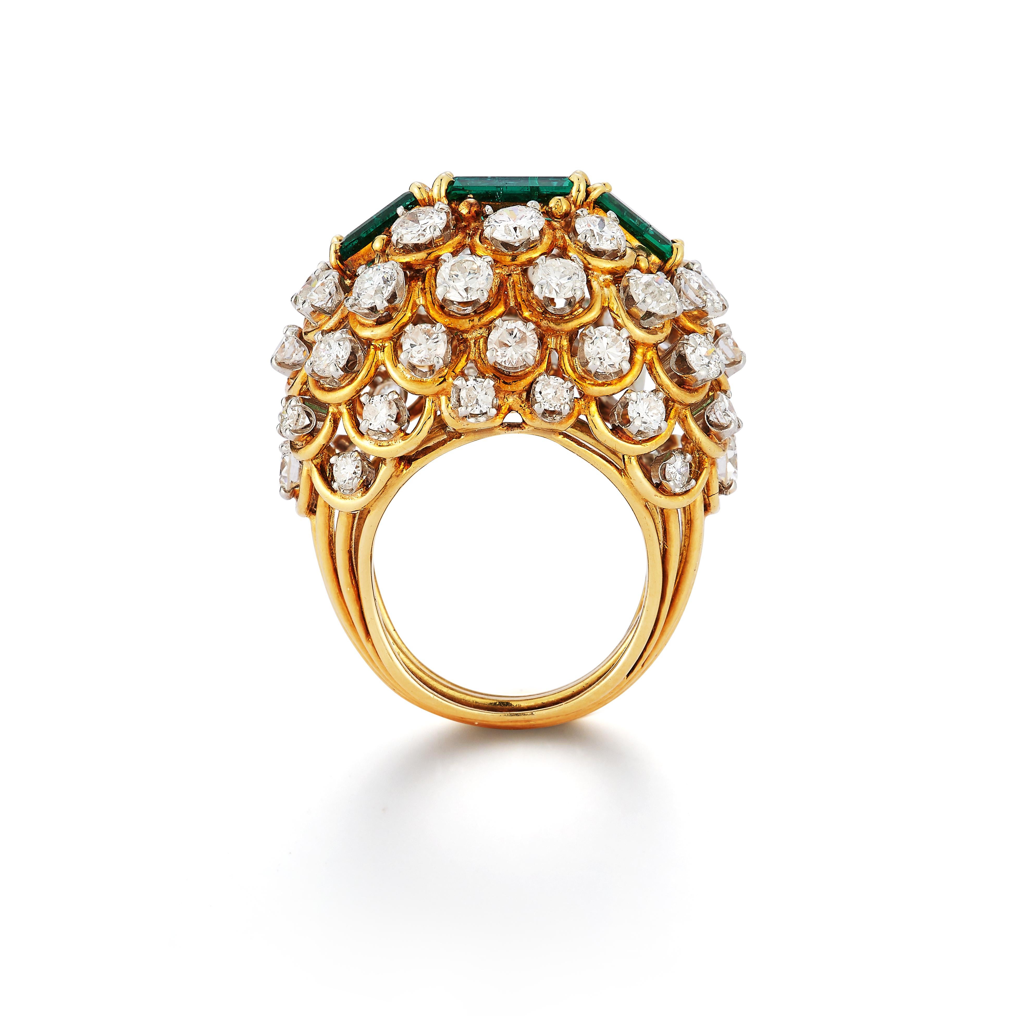 David Webb Ring mit Smaragd und Diamanten im Angebot 1