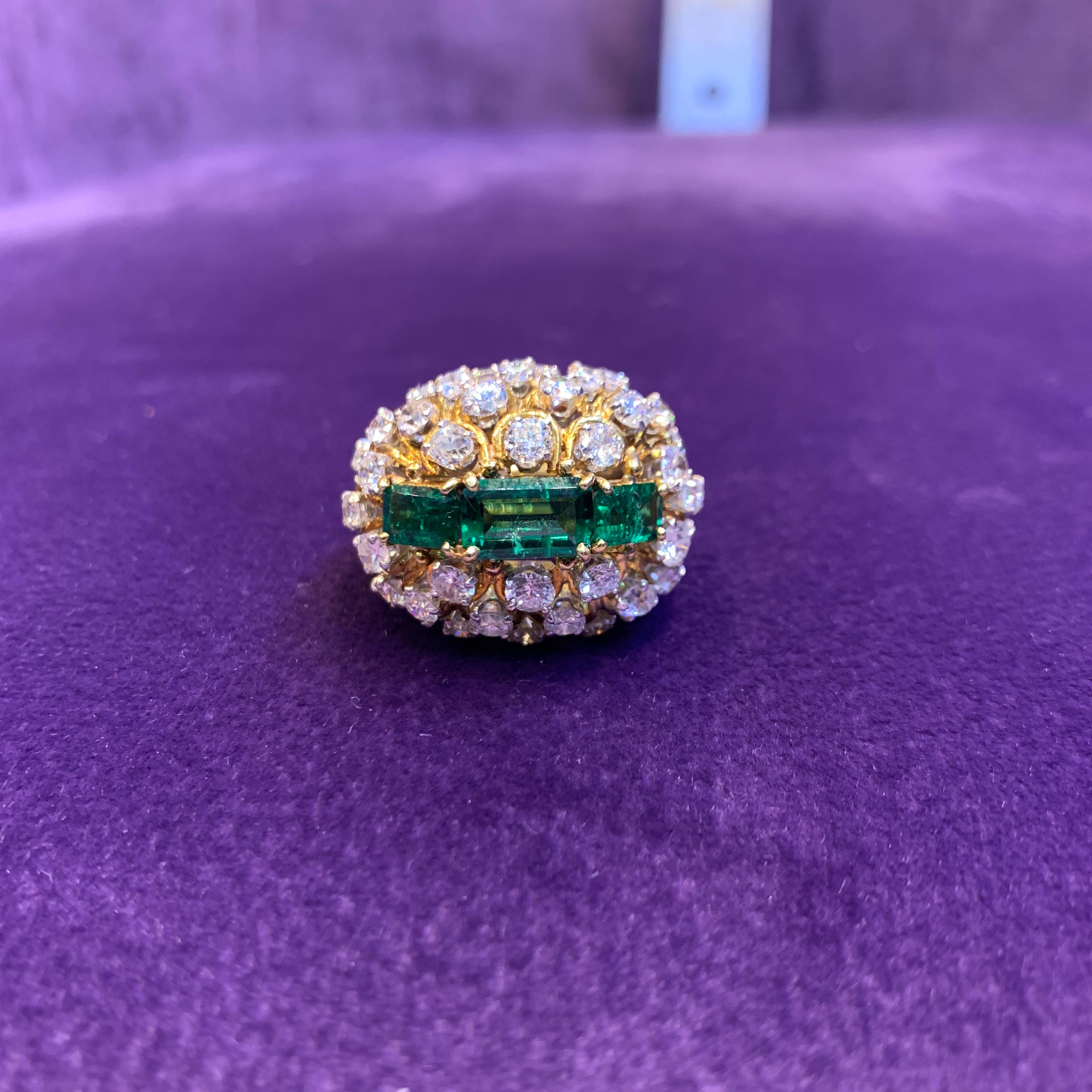 David Webb Emerald & Diamond Ring For Sale 1