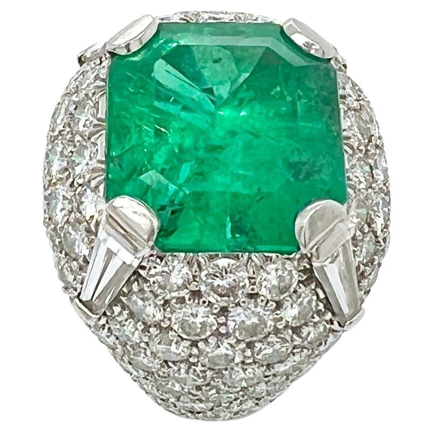 David Webb Emerald Diamond Ring For Sale