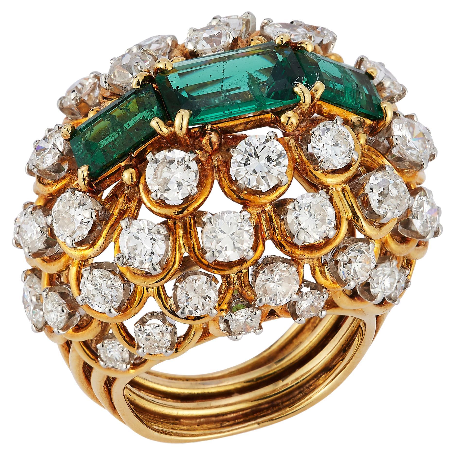 David Webb Emerald & Diamond Ring For Sale