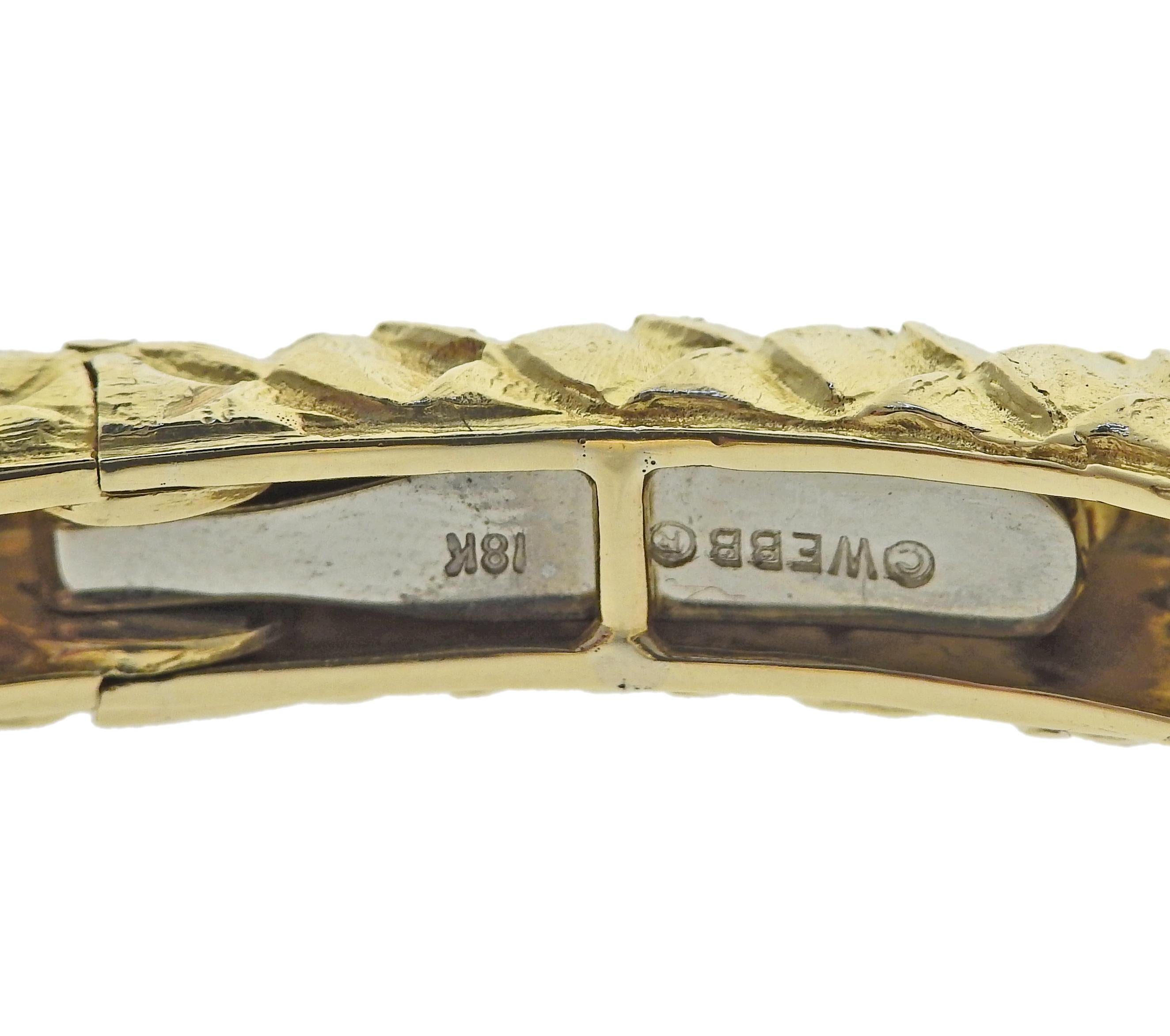David Webb 18k Gold Leopard Manschettenarmband mit Smaragd Augen. Armband passt ca. 7 