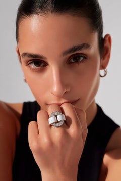 David Webb Enamel, 18K & Platinum Tire Ring signed with a David Webb Certificate