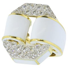 David Webb Enamel, 18K & Platinum Tire Ring signed with a David Webb Certificate