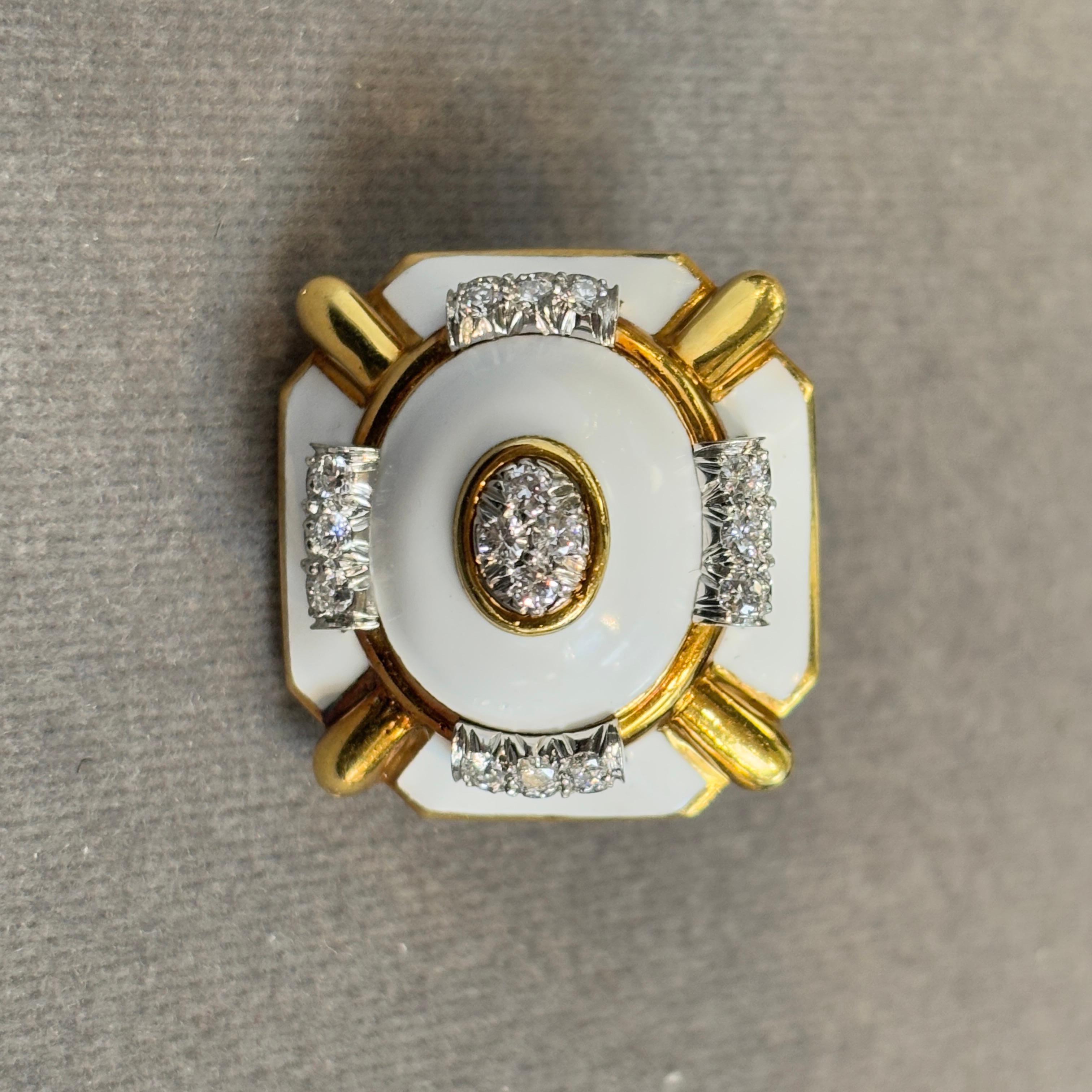 David Webb Enamel and Diamond Earrings in vendita 6