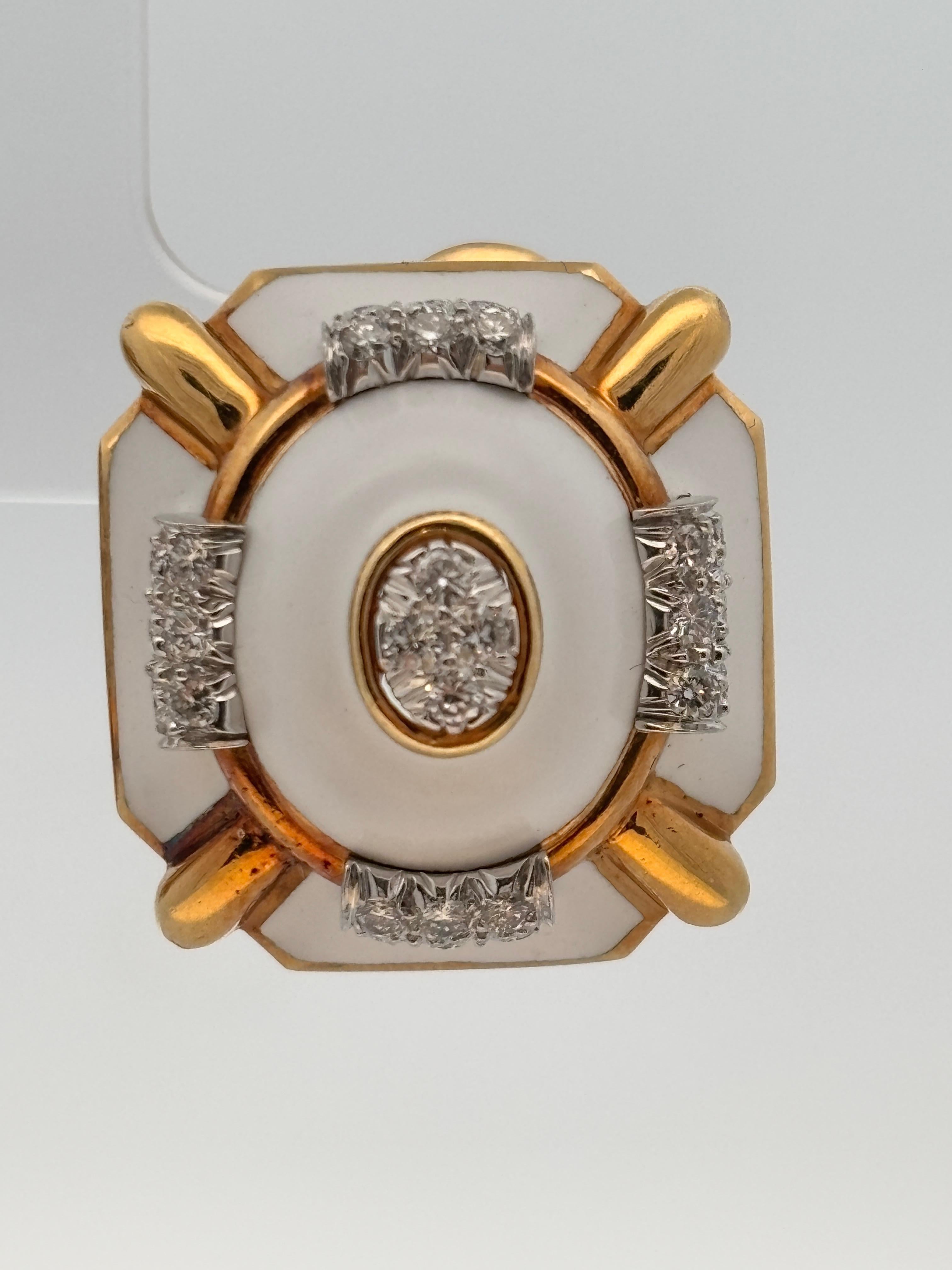 David Webb Enamel and Diamond Earrings in vendita 2