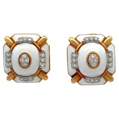David Webb Enamel and Diamond Earrings