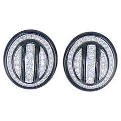 David Webb Enamel Earrings 18k Gold Platinum Diamond Vintage Estate Jewelry