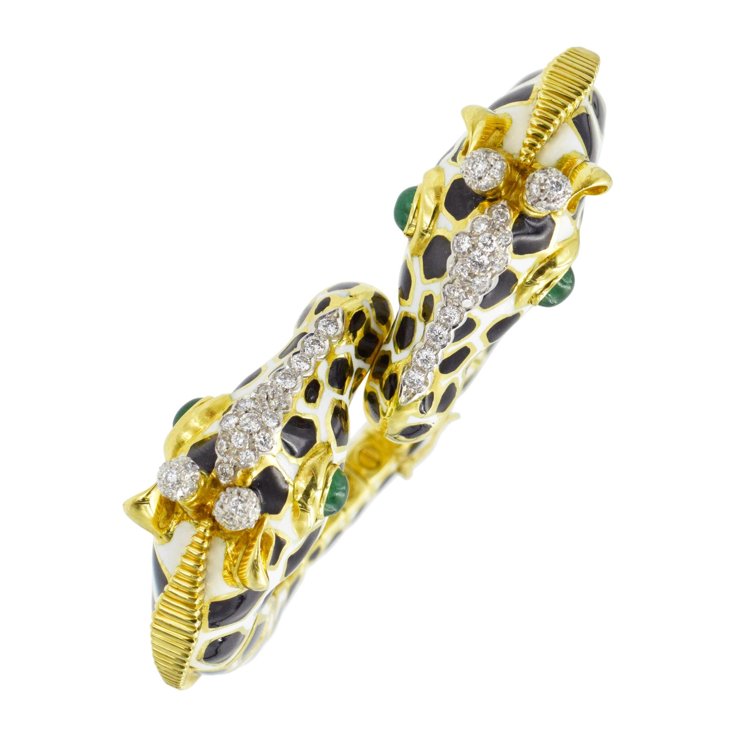 Armband „Giraffe“ aus Emaille, Smaragd und Diamanten von David Webb.  im Angebot 4
