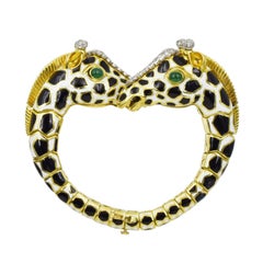 David Webb Enamel, Emerald, and  Diamond "Giraffe"  Bracelet