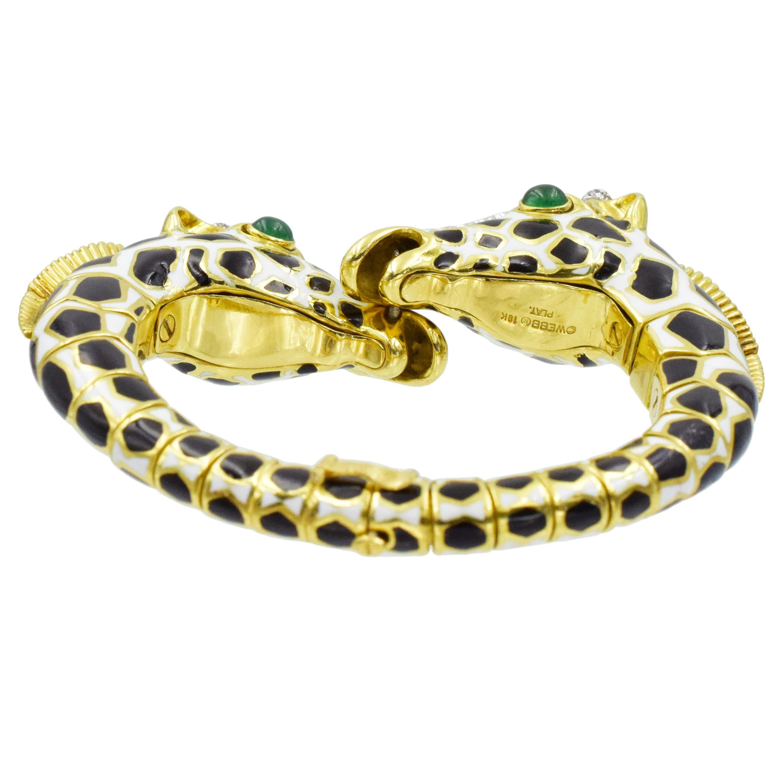 Armband „Giraffe“ aus Emaille, Smaragd und Diamanten von David Webb.  für Damen oder Herren im Angebot
