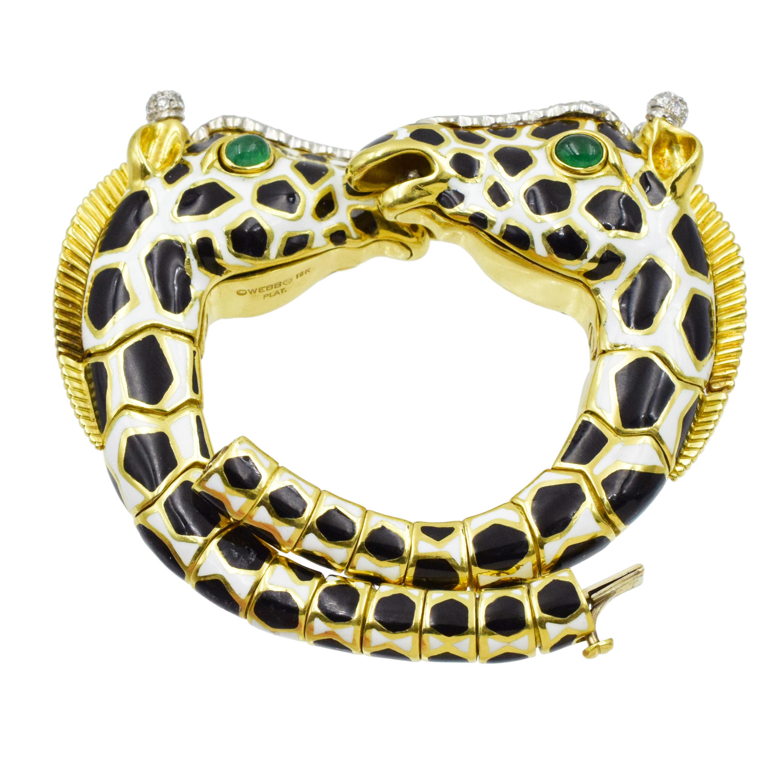 Armband „Giraffe“ aus Emaille, Smaragd und Diamanten von David Webb.  im Angebot 1