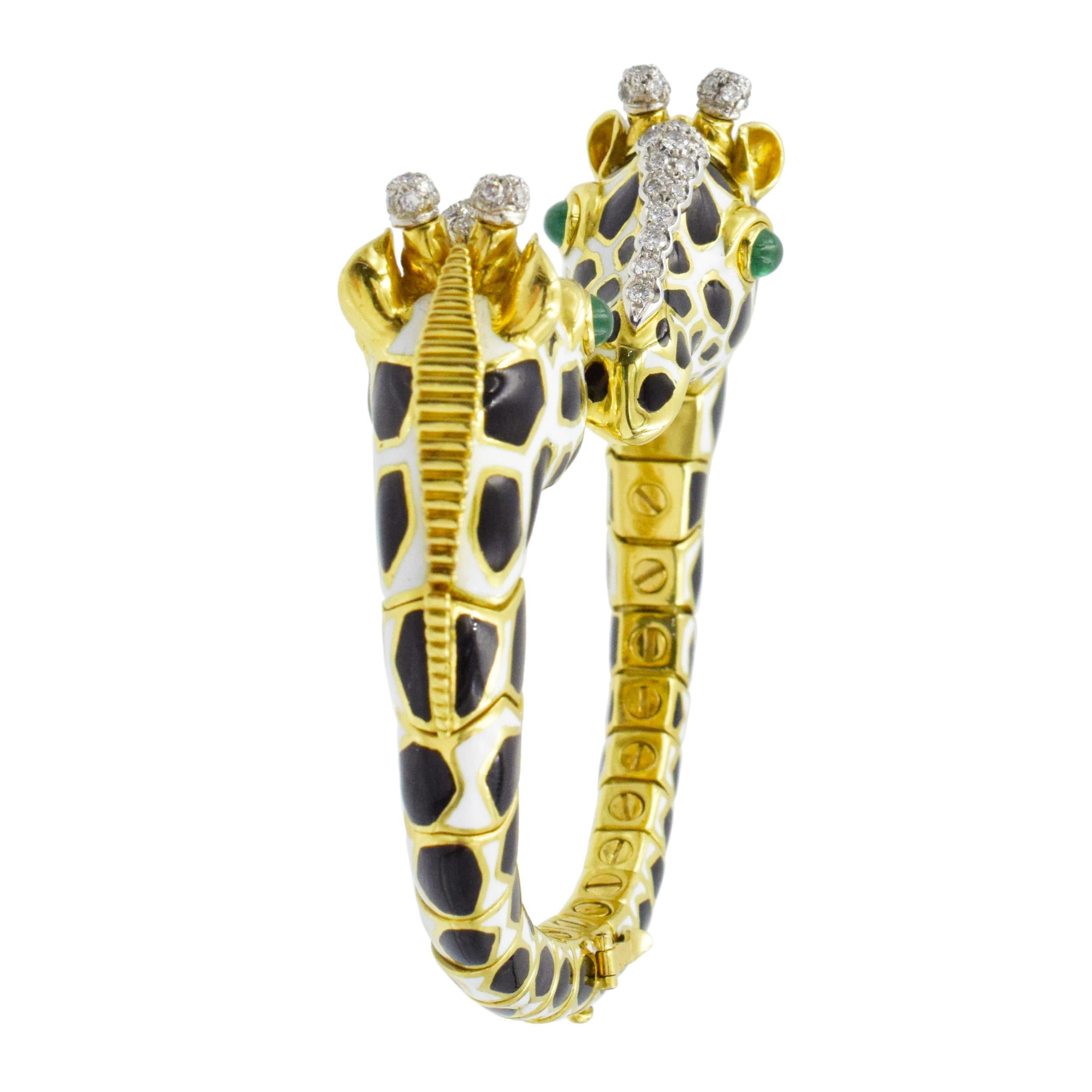 Armband „Giraffe“ aus Emaille, Smaragd und Diamanten von David Webb.  im Angebot 2