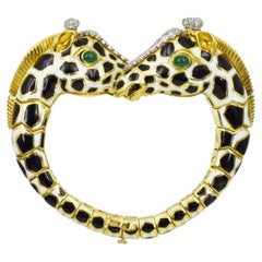 David Webb Enamel, Emerald, and  Diamond "Giraffe"  Bracelet