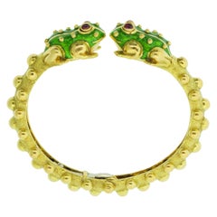 David Webb Enamel Frogs Gold Bracelet