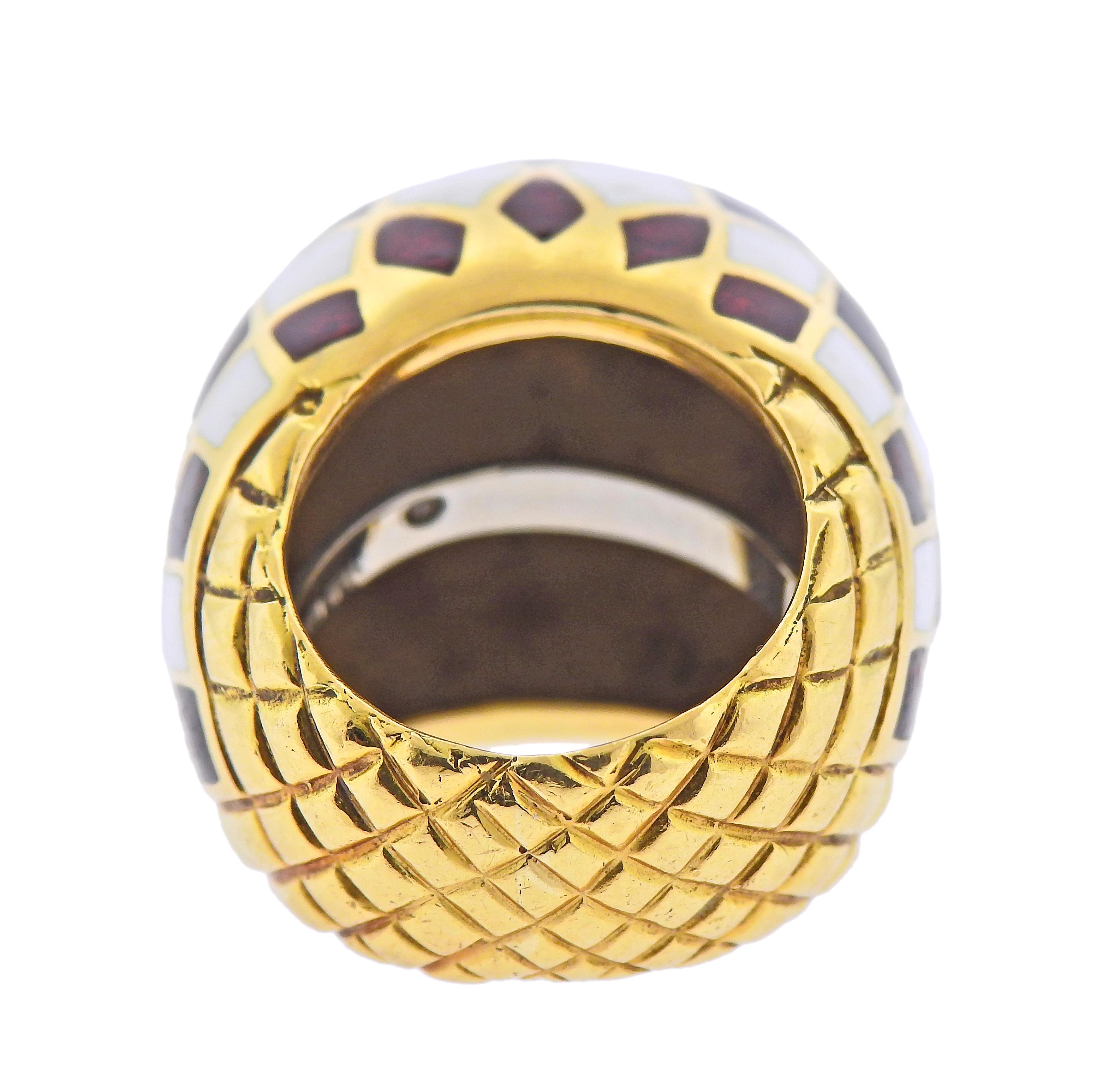 David Webb Enamel Gold Dome Ring In Excellent Condition In New York, NY