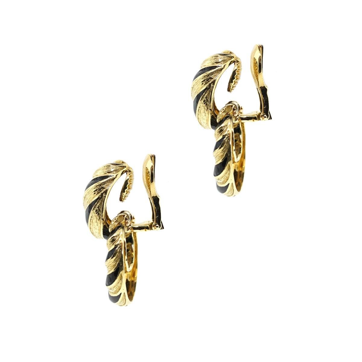 Women's David Webb Enamel Gold Door knocker Earrings