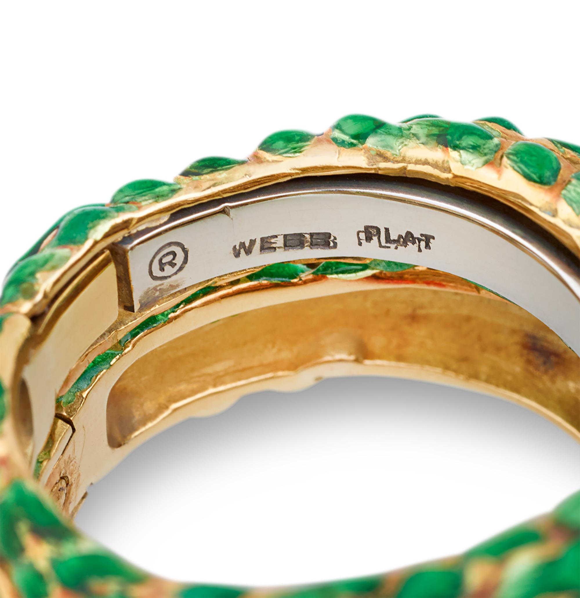 Modern David Webb Enamel Snake Ring For Sale