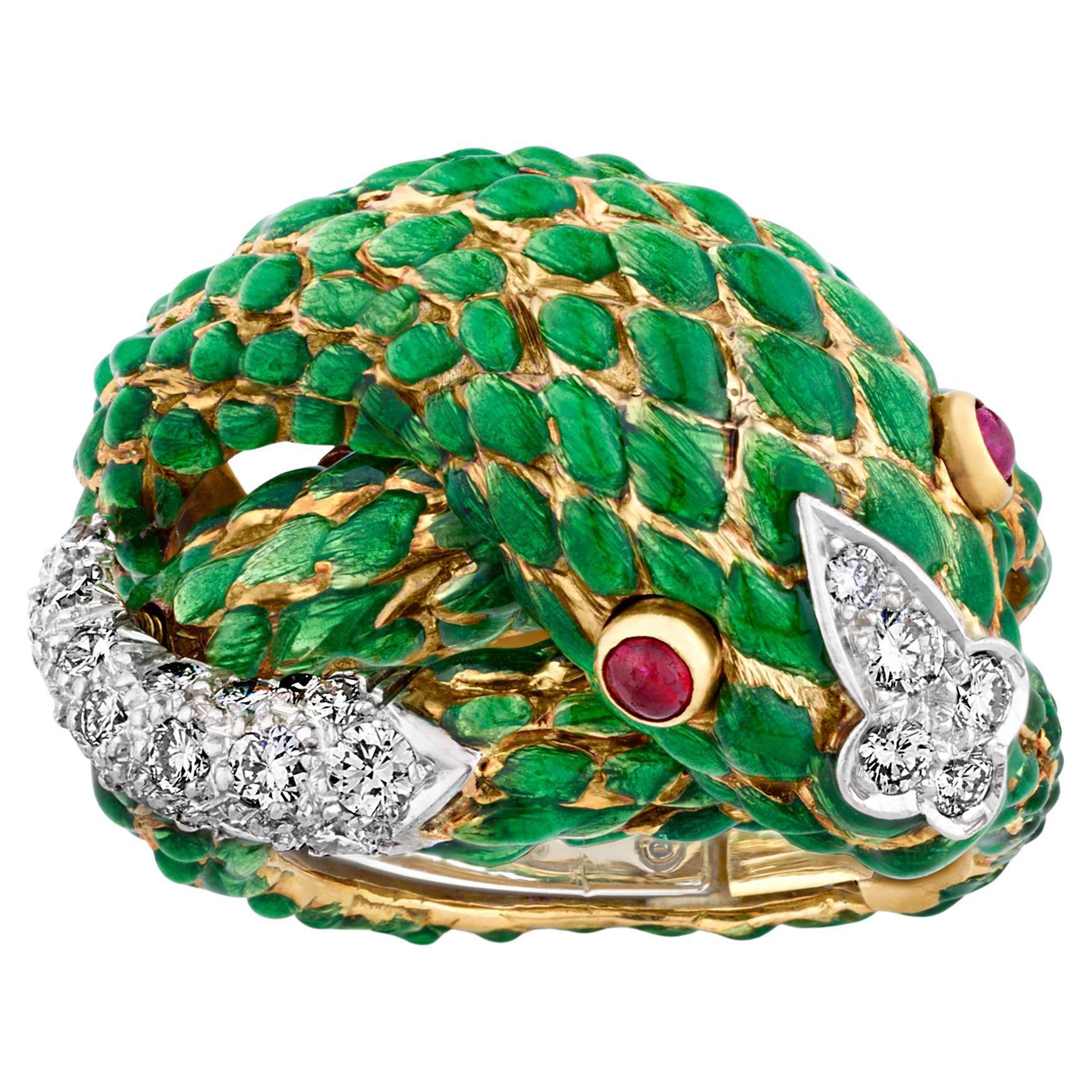 Anillo de serpiente esmaltada David Webb