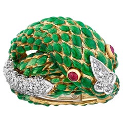 David Webb Enamel Snake Ring