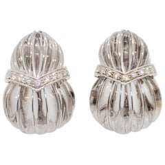 David Webb Estate Carved Crystal and Diamond Earrings