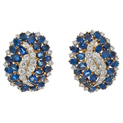 David Webb Extraordinary Sapphire and Diamond Clip on Earrings