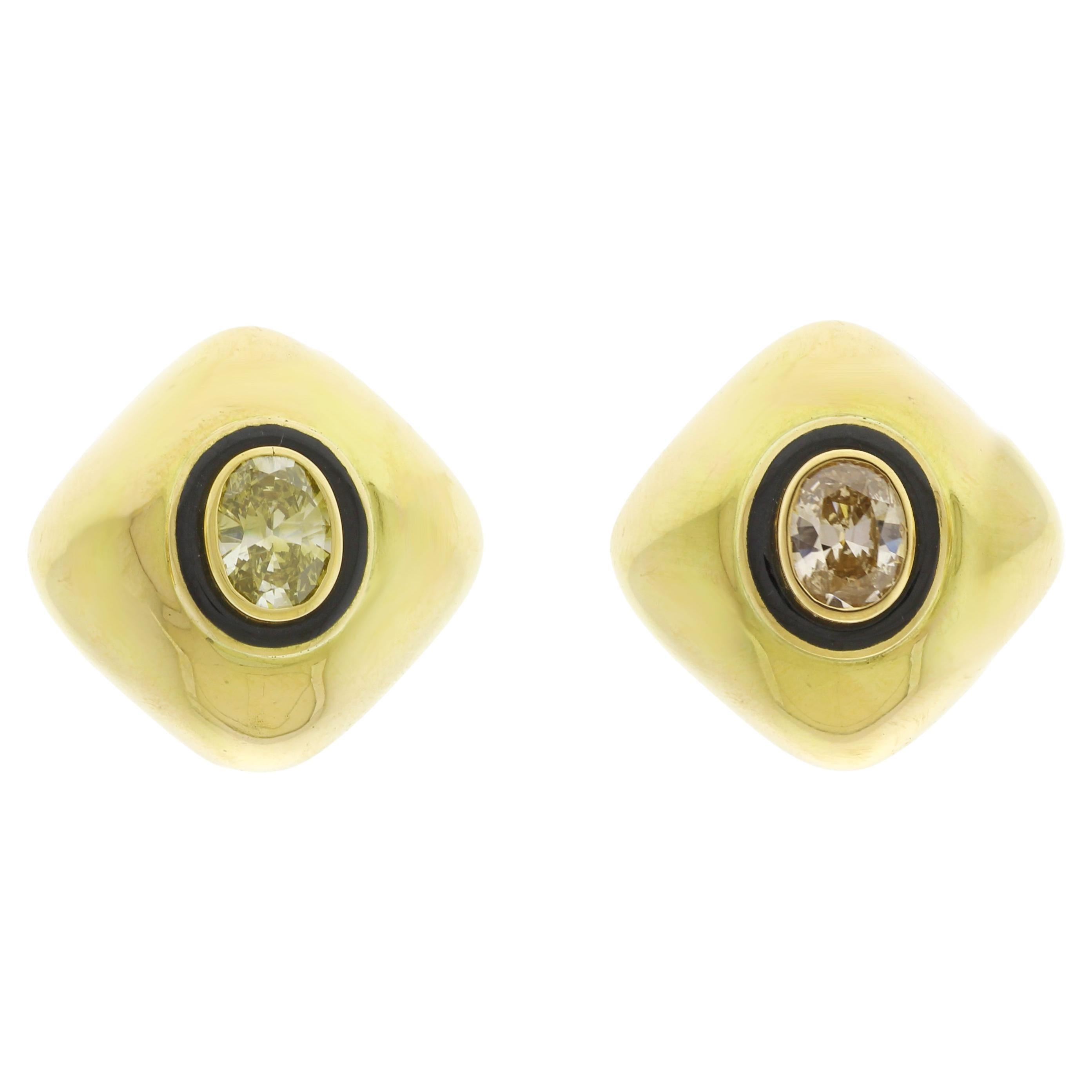 David Webb Fancy Colored Diamond Earrings For Sale