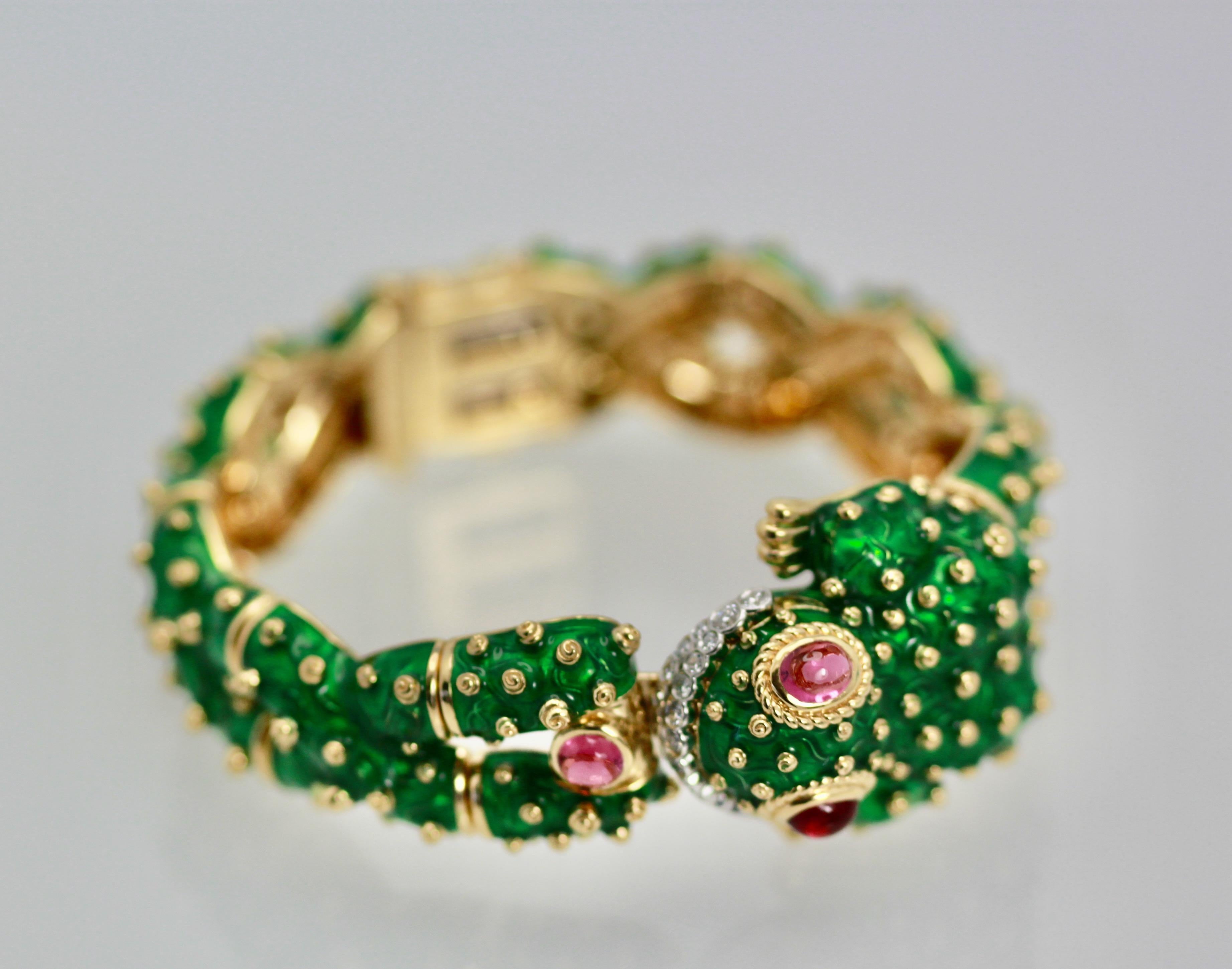 Round Cut David Webb Frog Bracelet