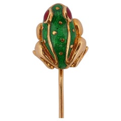David Webb Broche grenouille en émail or 18k