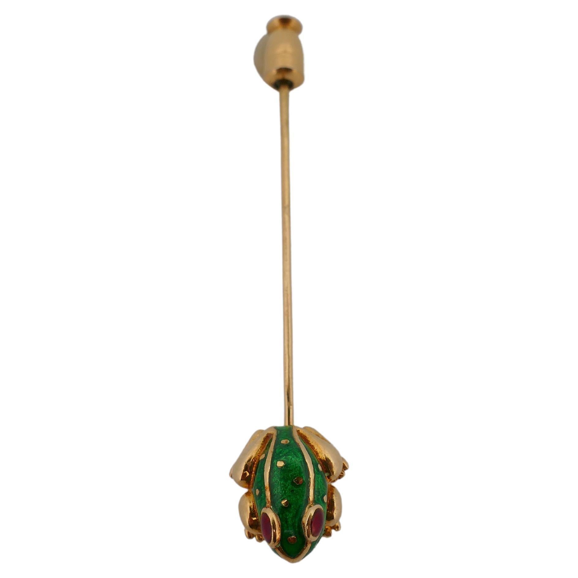 David Webb Frog Pin Enamel 18k Gold For Sale 2