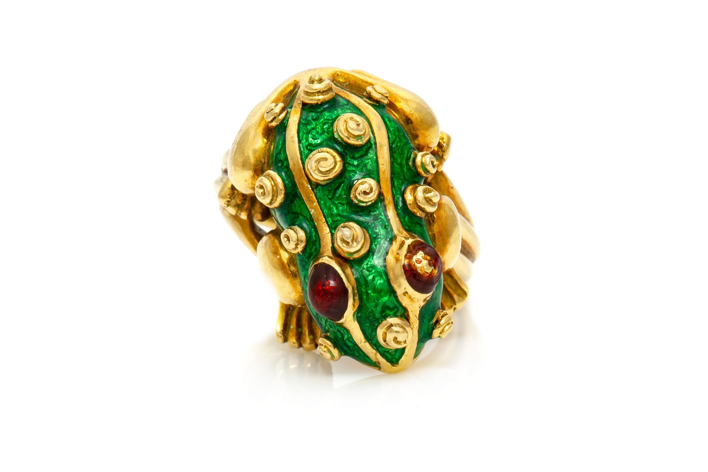 David Webb Frog Ring In Excellent Condition In New York, NY