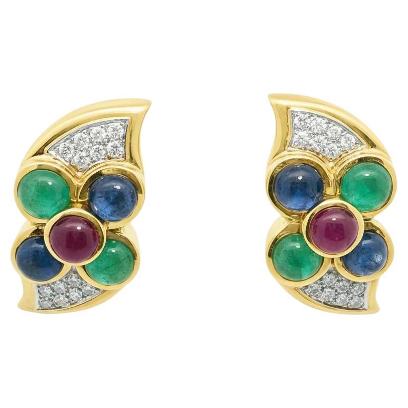 Orecchini con gemme e diamanti di David Webb Stati Uniti, CIRCA 1970