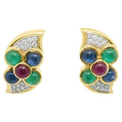 David Webb Gem-Set and Diamond Earrings United States, Circa 1970
