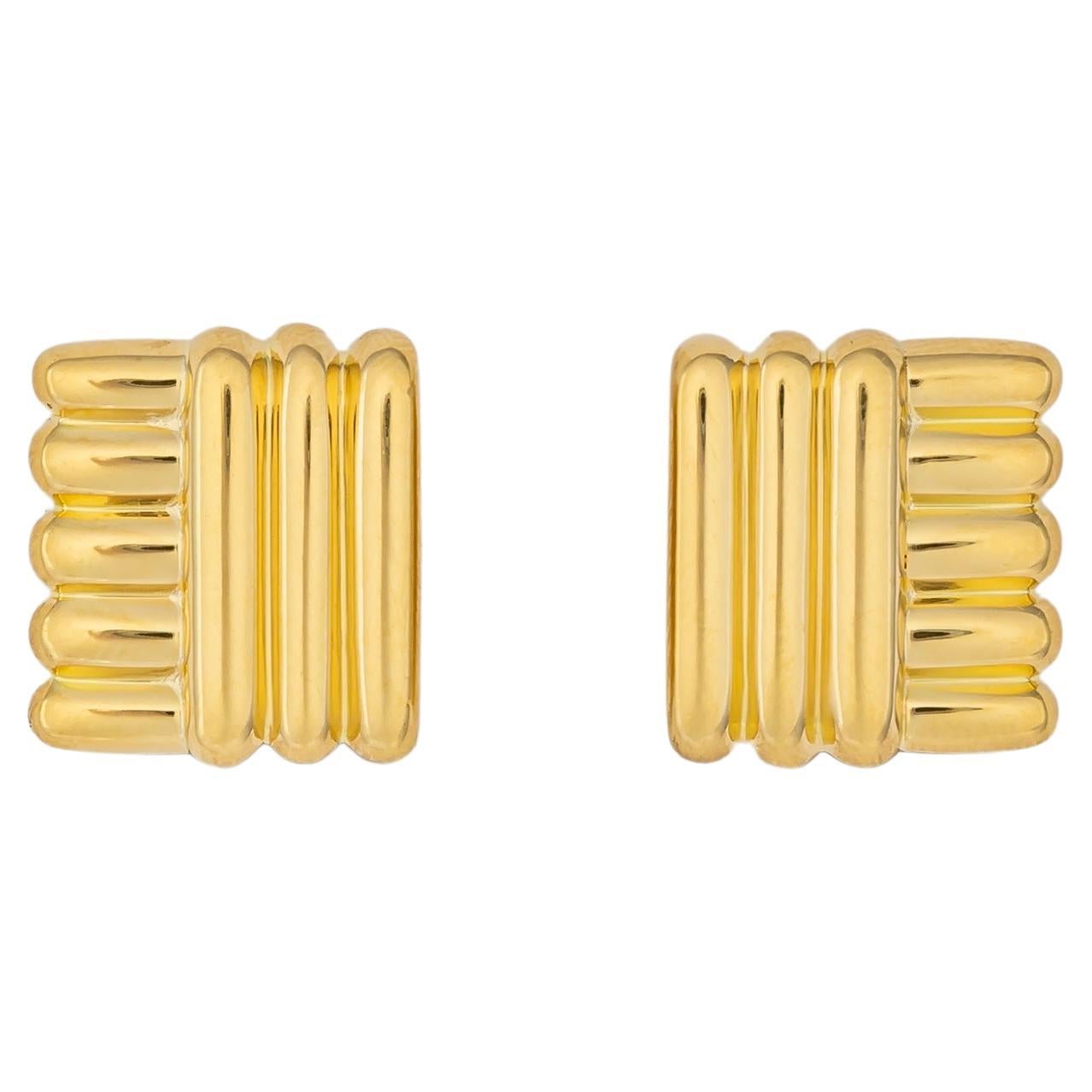 David Webb Geometric Gold Earrings