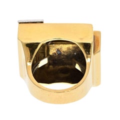 David Webb Geometric White Enamel Diamond Cocktail Ring