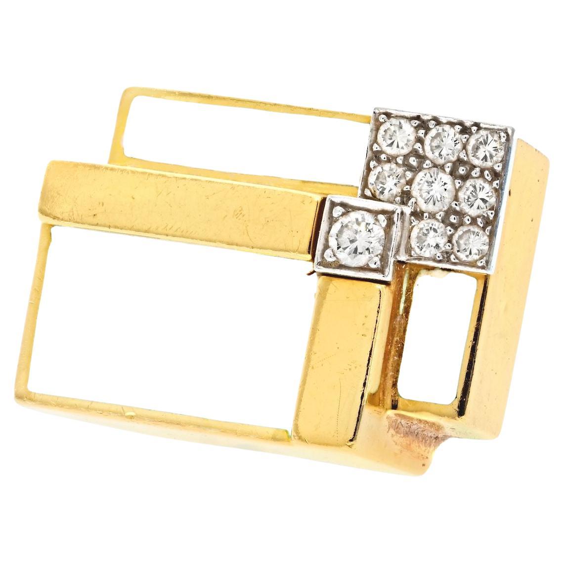 David Webb Geometric White Enamel Diamond Cocktail Ring