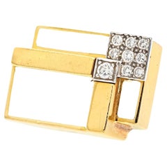 Geometrischer weißer Emaille-Diamant-Cocktailring von David Webb