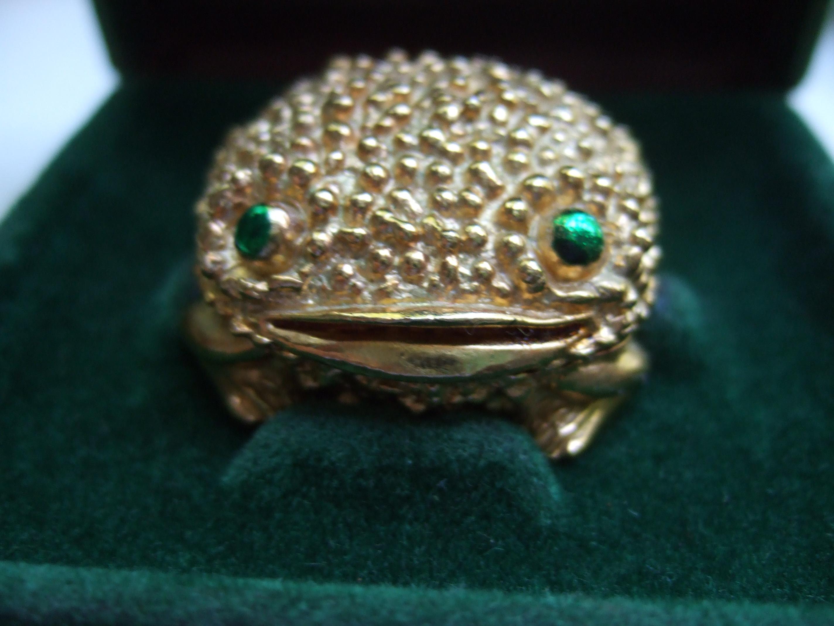 David Webb Gilt Metal Toad Wax Perfume Figure for Revlon c 1970s  In Good Condition For Sale In University City, MO