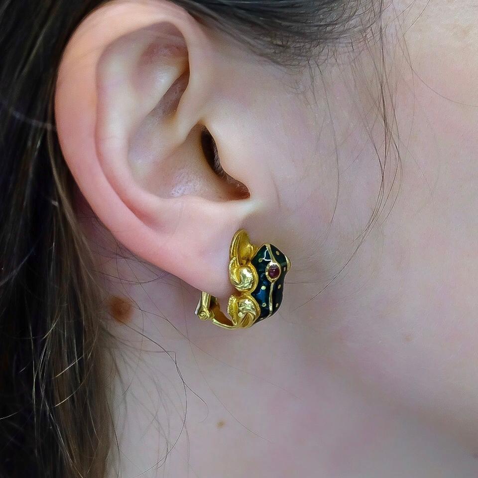 frog clip on earrings