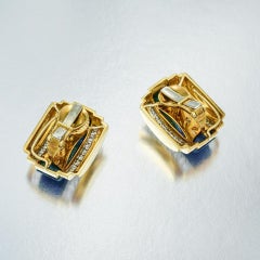 David Webb Orecchini a clip con diamanti in oro e azurmalachite