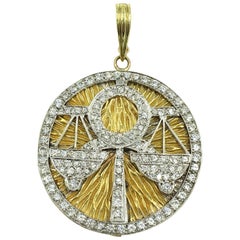 Vintage David Webb Gold and Diamond "Libra" Pendant