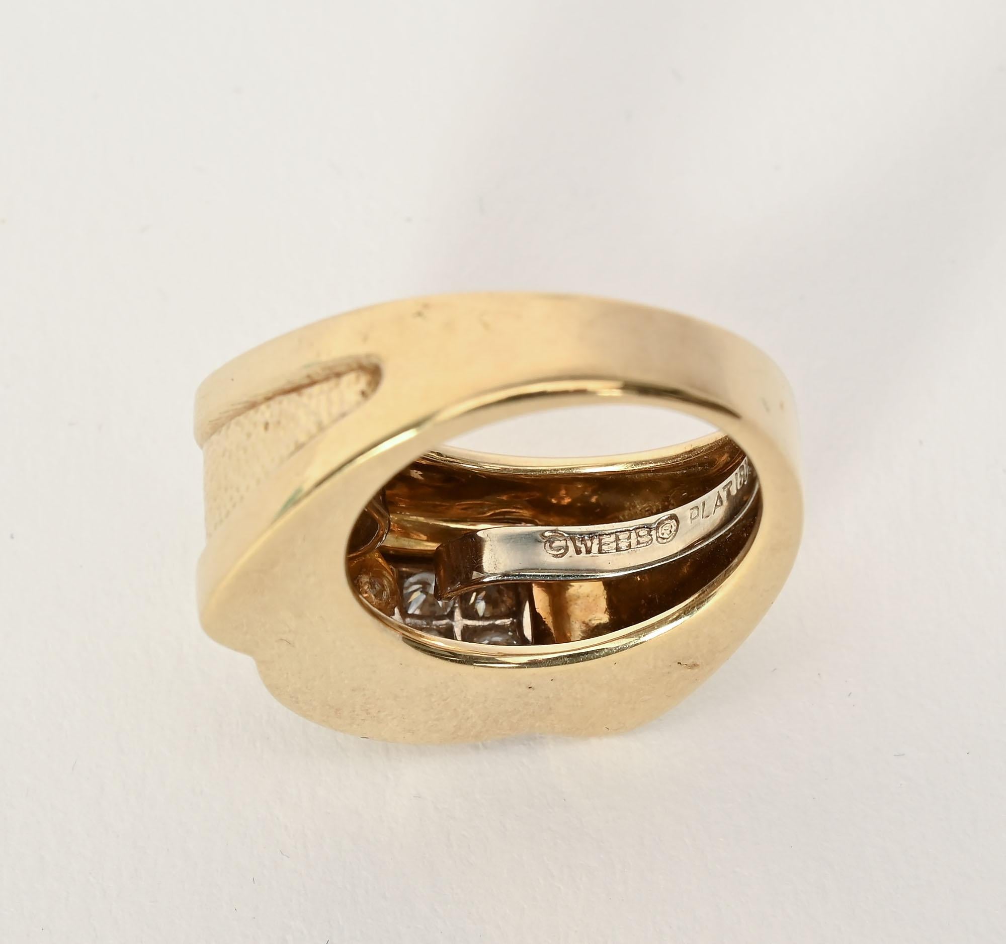 Brilliant Cut David Webb Gold and Diamonds Ring For Sale