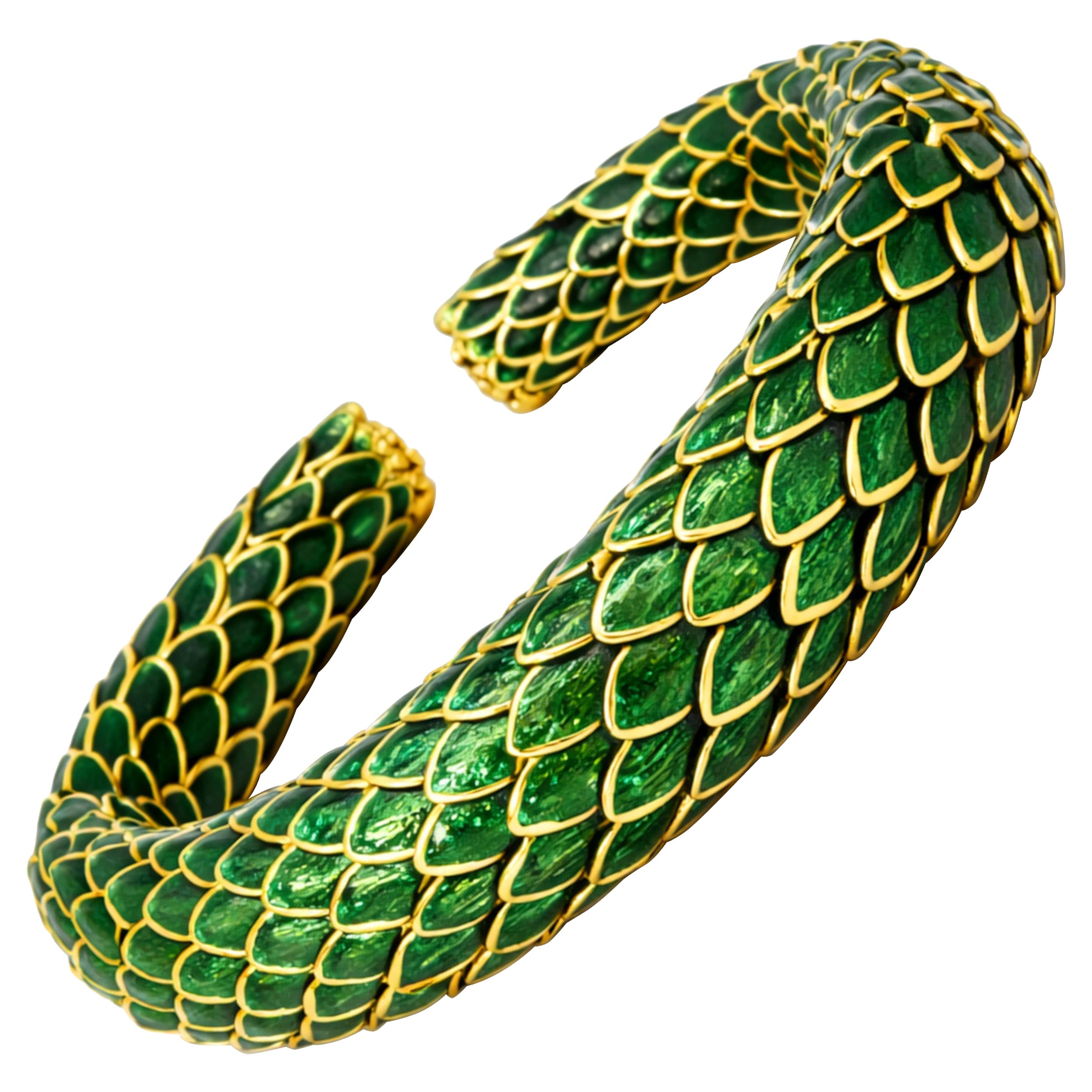 David Webb Gold and Green Enamel Bracelet Watch For Sale