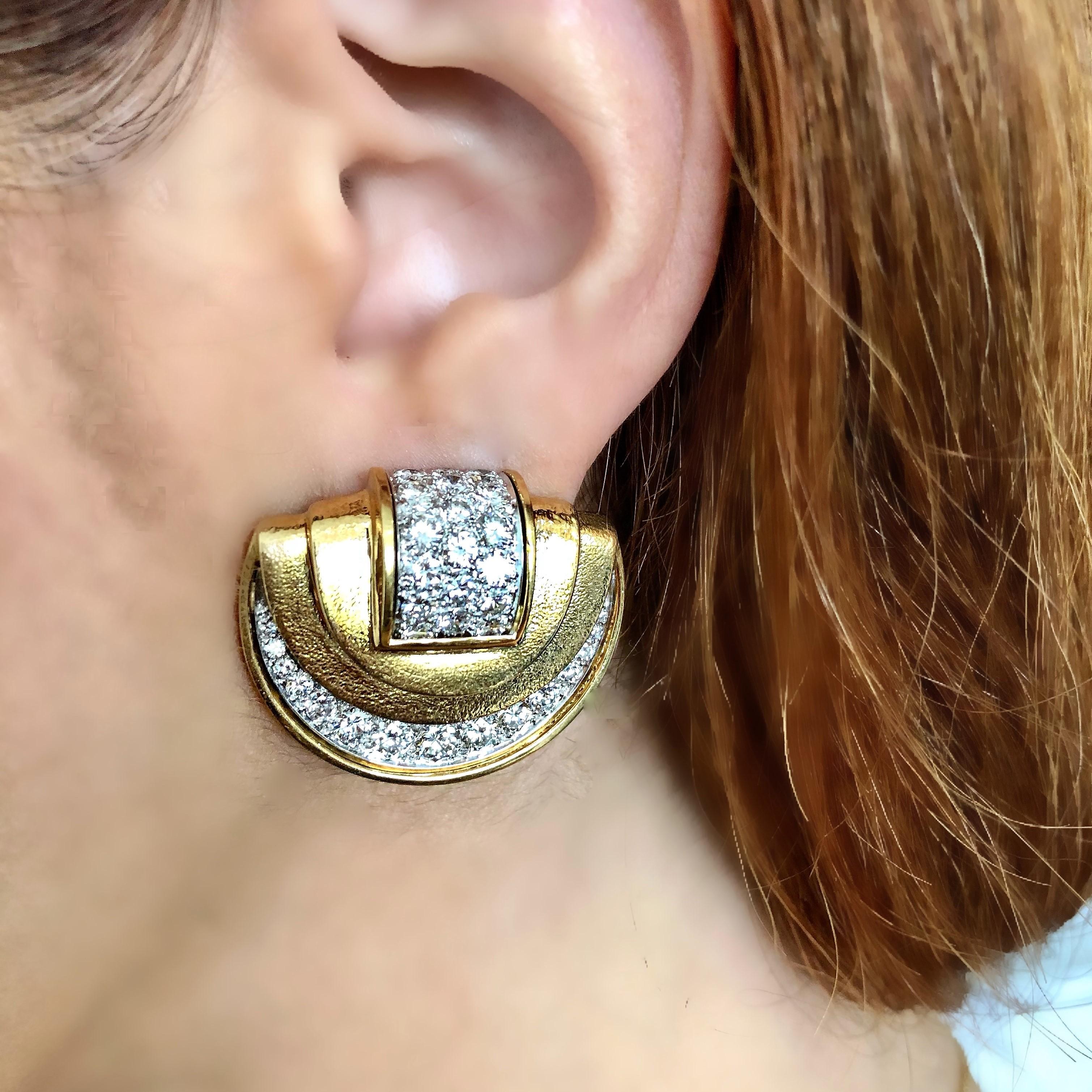 David Webb Gold and Platinum Diamond Earrings 5