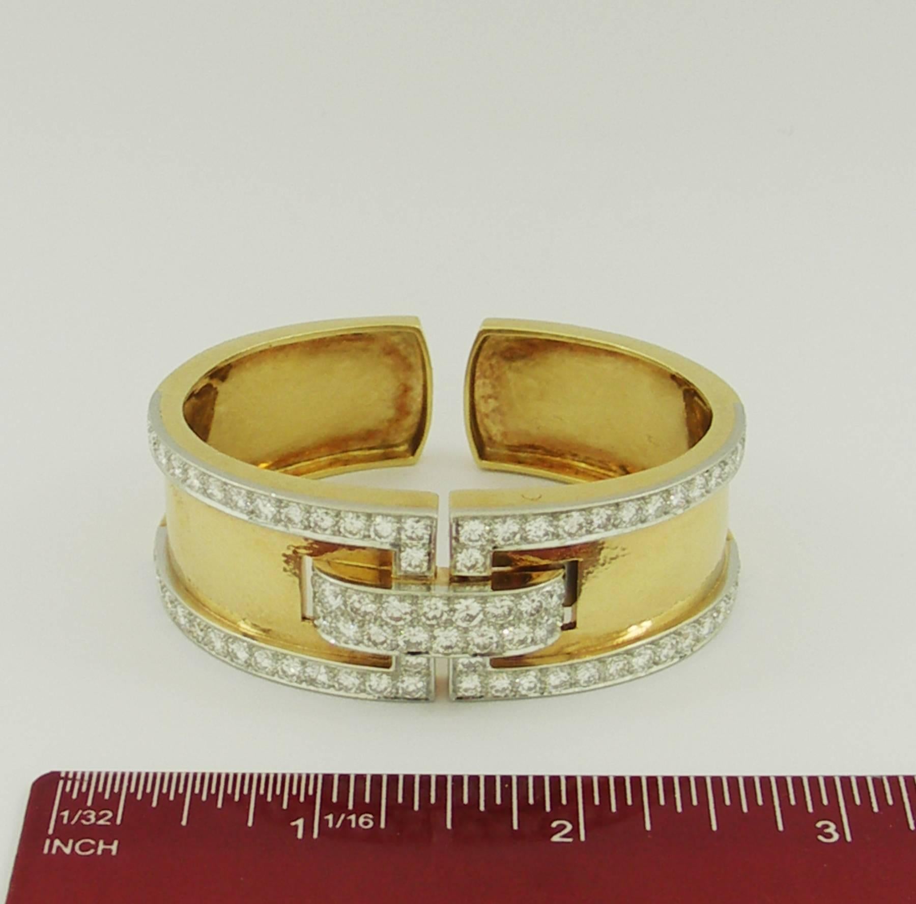 David Webb Gold and Platinum Geometric Design Bracelet with Diamonds 6