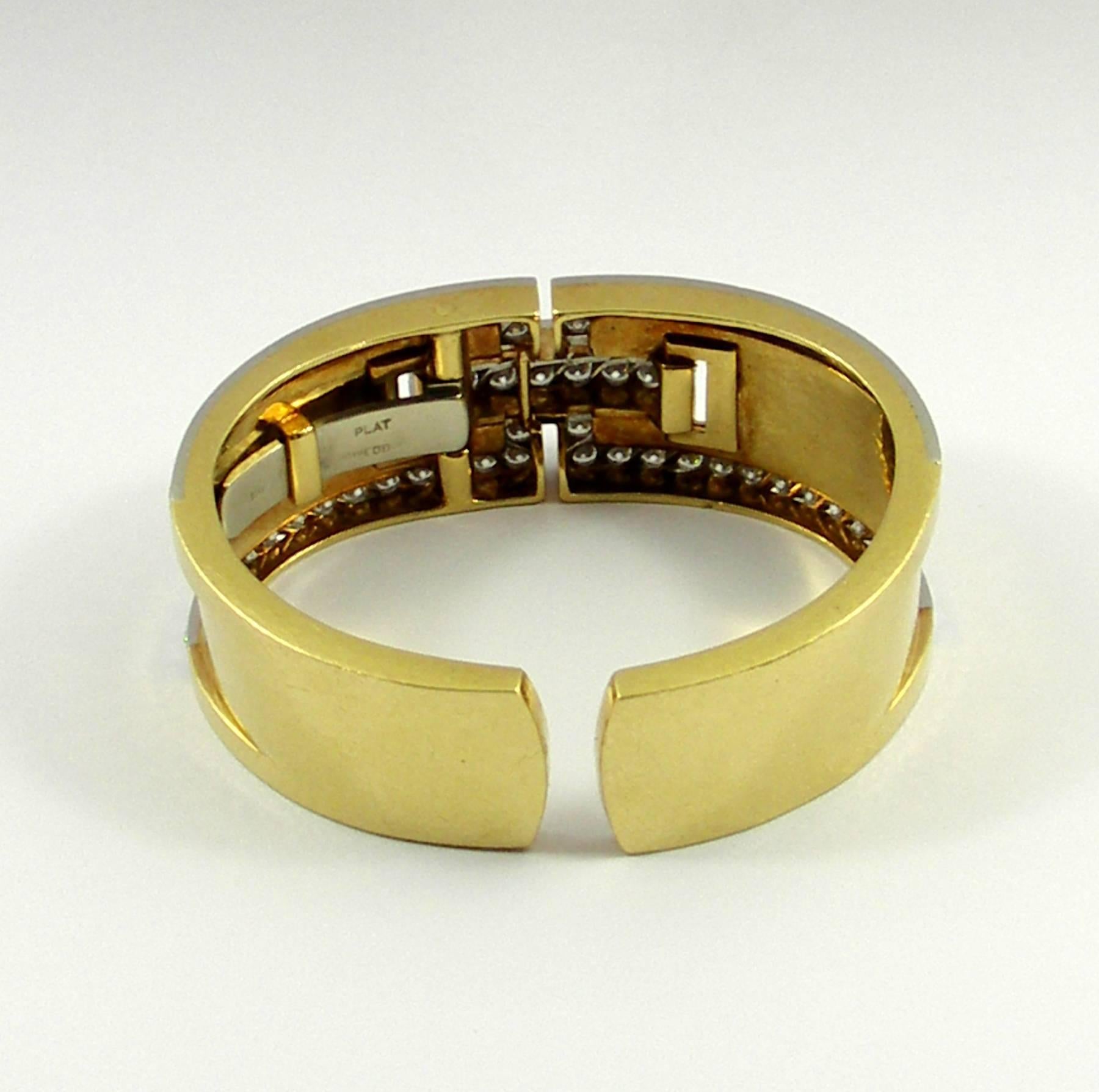 David Webb Gold and Platinum Geometric Design Bracelet with Diamonds 3